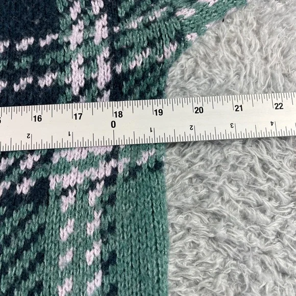 Abercrombie Fitch Plaid Cropped Sweater Green Pink Womens Size XS - Picture 4 of 9